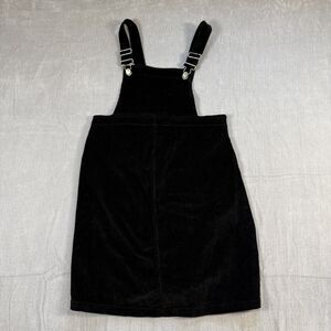 H&M Mama Maternity Corduroy Overall Dress Womens Sz Small Black 70s Boho